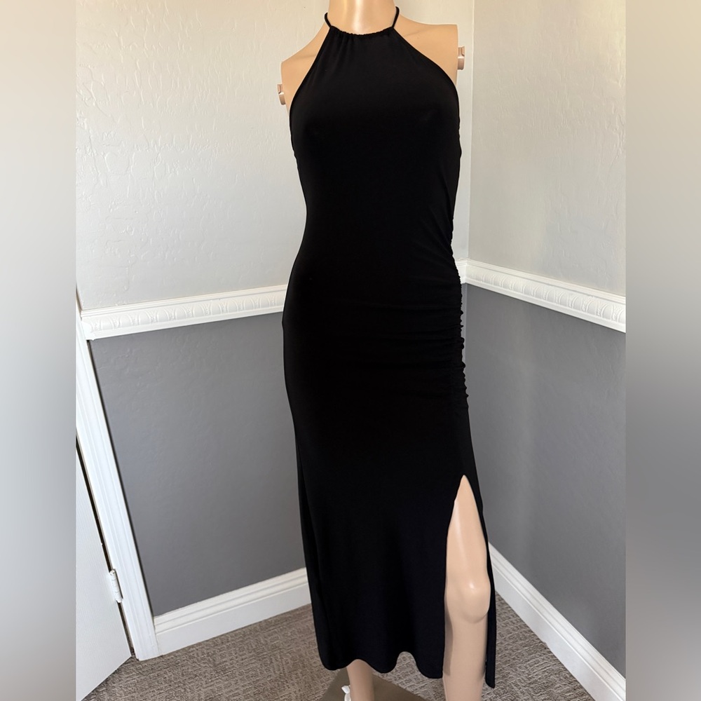 Bershka Black One Shoulder Slit Dress
